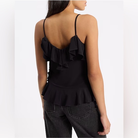 Express Black Cami with Cascading Ruffle Design - Picture 2 of 9